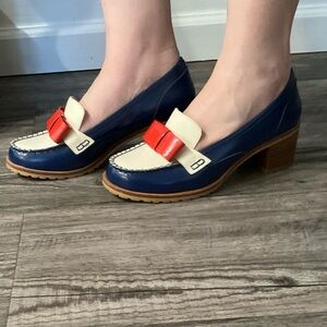 Elegant Blue and Red Women's Loafers